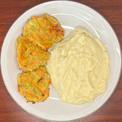 Torrejas de verdura y Pure de papa